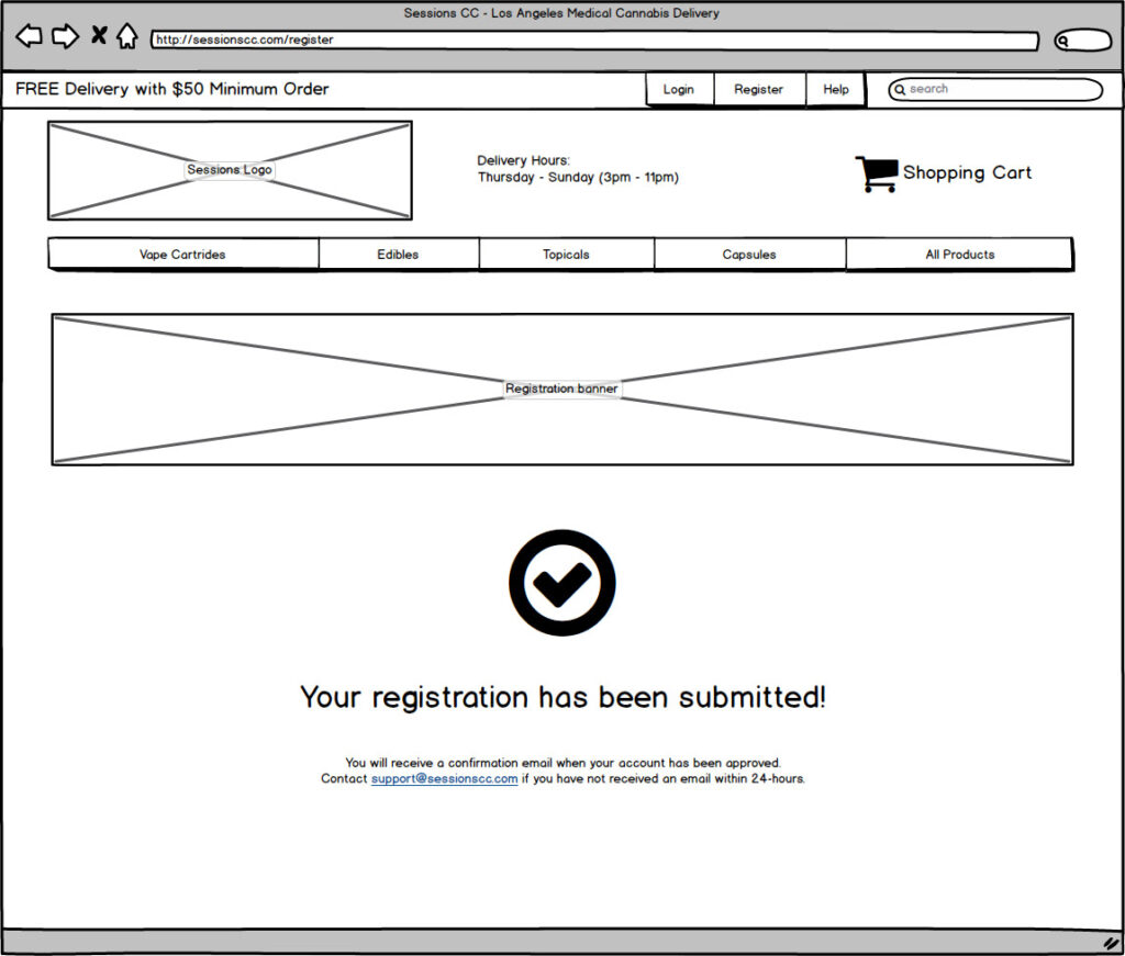 Sessions Registration Wireframe Sent